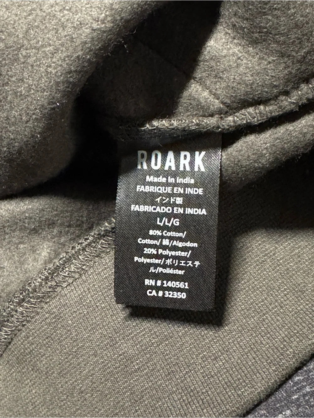 Roark Hiker Hoodie Women’s Large Faded Black Embroidered NWT